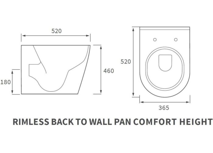 Rimless Back To Wall Comfort Height WC & Soft Close Seat