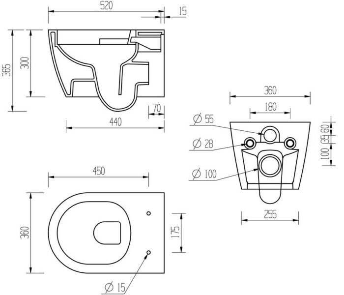 Rimless Wall Hung WC Soft Close Seat