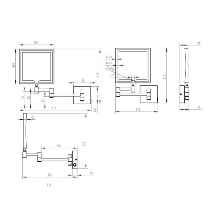 LEDsquarecosmeticmirror