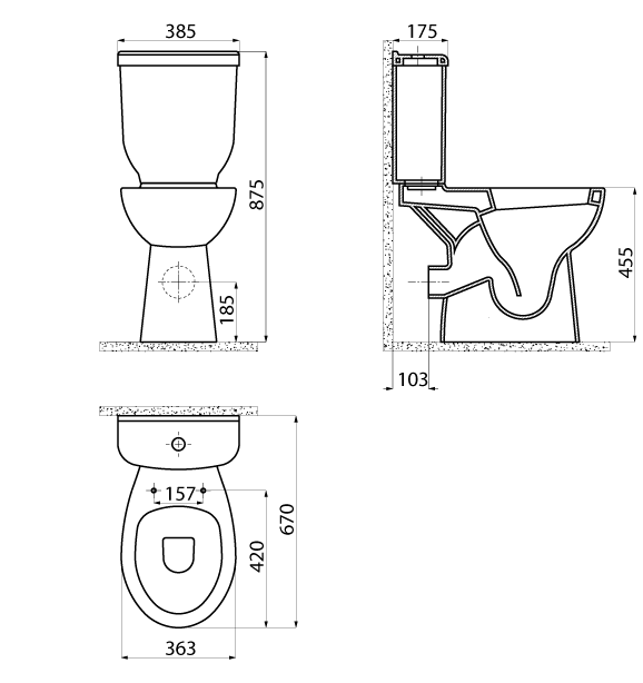 bidet-dimensions