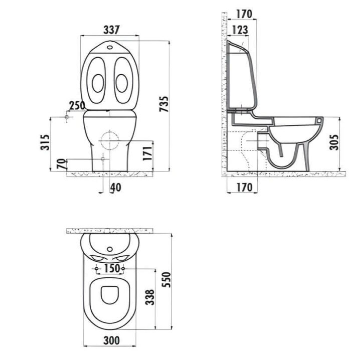 bidet-dimensions