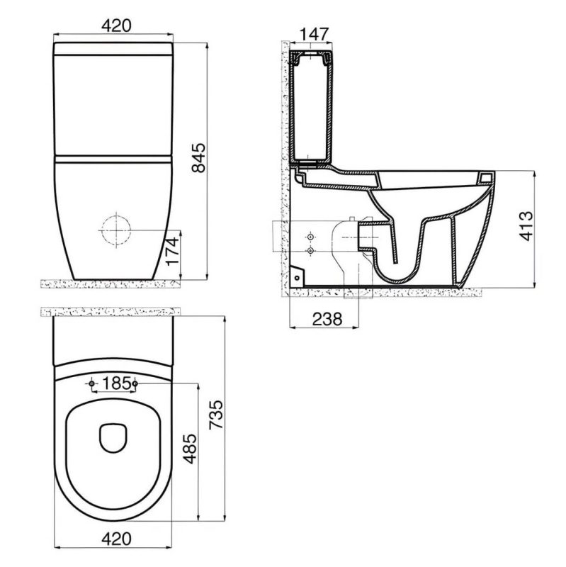 bidet-dimensions