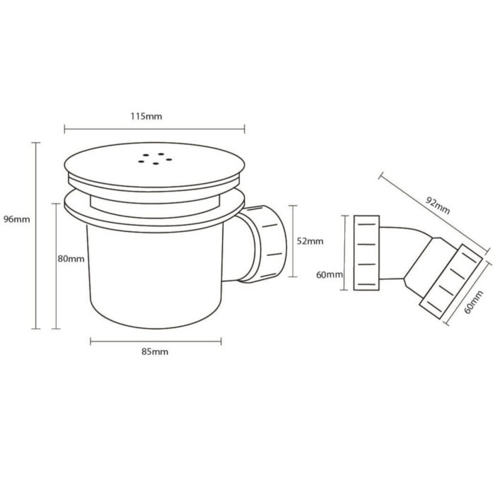 black-shower-waste-90mm-high