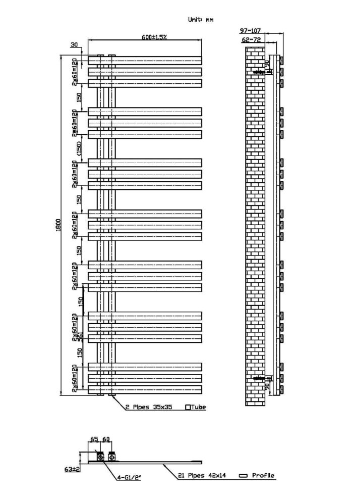 Verticaldesignertowelradiator